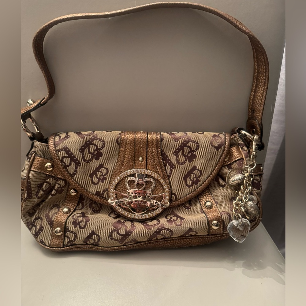 Kathy Van Zeeland brown/bronze fabric handbag